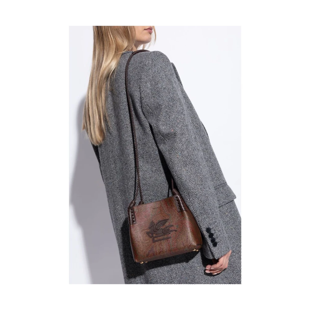 ETRO Bruine Ceder Schoudertas met Hook-Clip Brown Dames