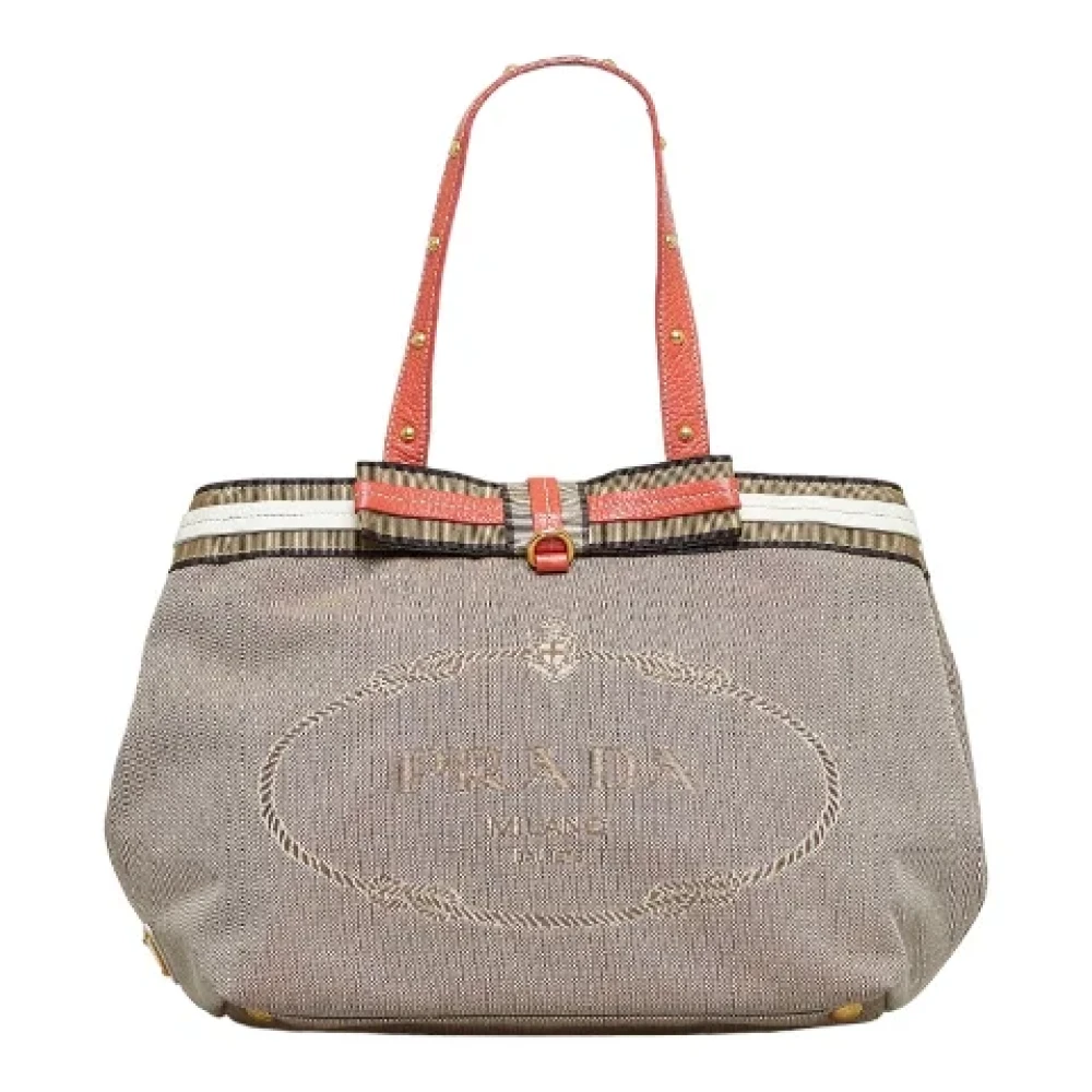 Prada Vintage Pre-owned Canvas handbags Gray Dames
