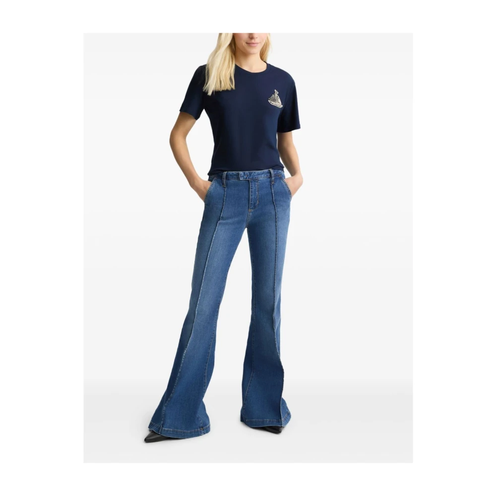 Liu Jo Navy Blue Crew Neck T-shirt Blue Dames