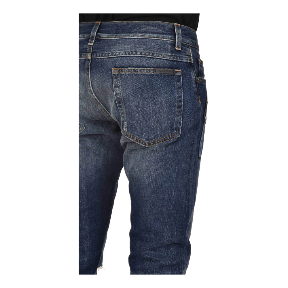 Dolce & Gabbana Gouden Slim-fit Jeans voor Heren Blue Heren