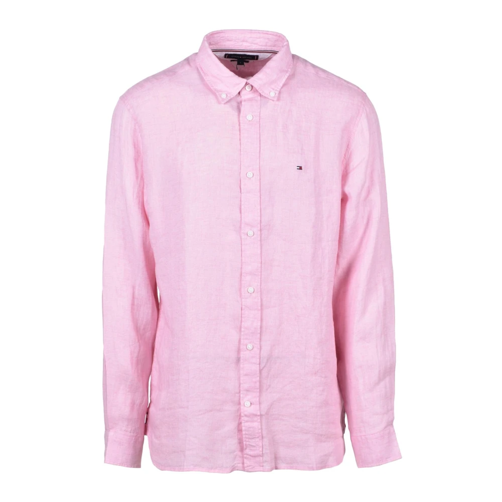 Tommy Hilfiger , Casual Shirts, Male, Pink, S, Linen Shirt