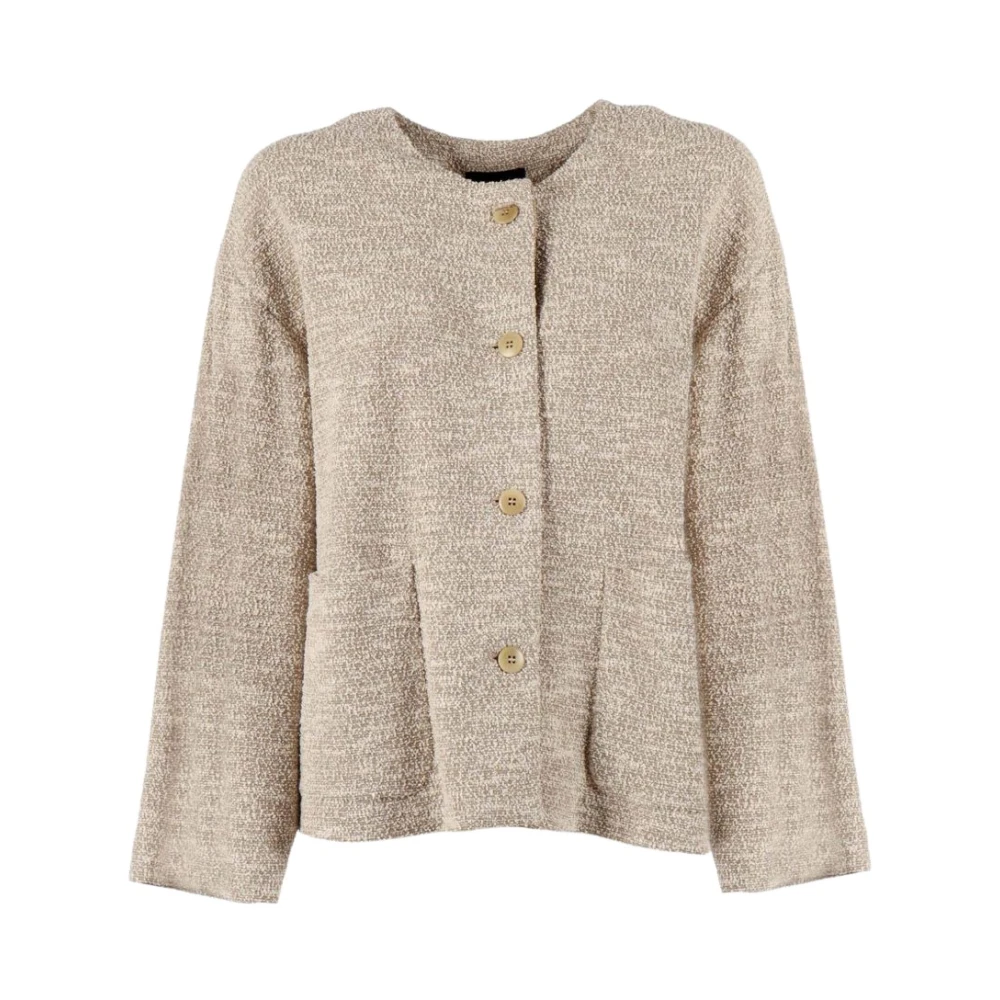 Emporio Armani Women's Beige Cotton Blend Blazer Jacket - Cardigans - Xl - Knitwear