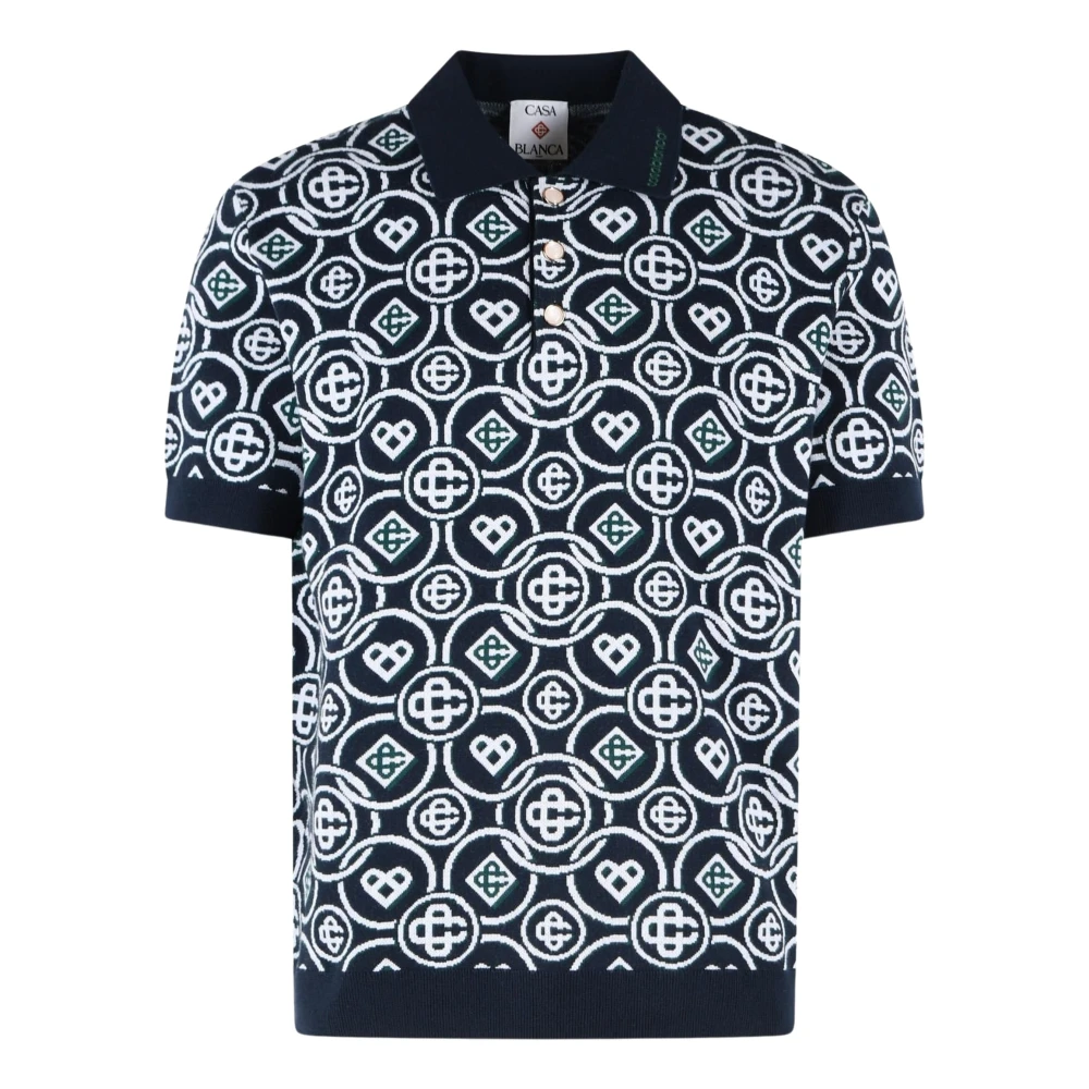 Casablanca , Polo Shirts, Male, Multicolor, L, Cc Monogram Pattern Polo Shirt