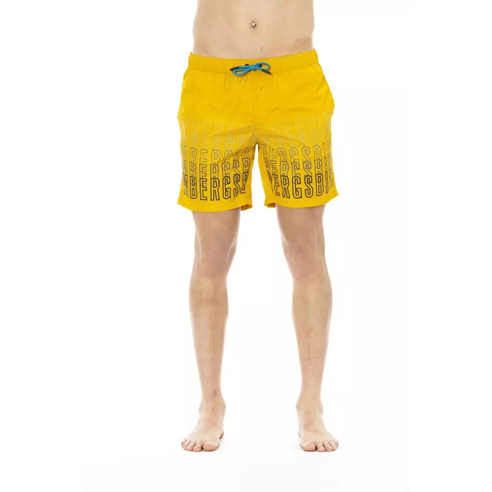 Bikkembergs Men's Yellow Gradient Print Swim Shorts In Bright - Beachwear - M- Swimwear