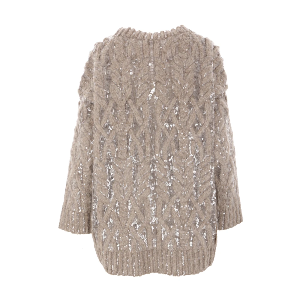 BRUNELLO CUCINELLI Beige Alpaca Wol Sequin Trui Beige Dames