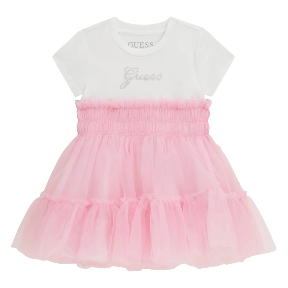 Guess Girls Pink Mixed Fabric Dress - Dresses - 4 Y - Kids