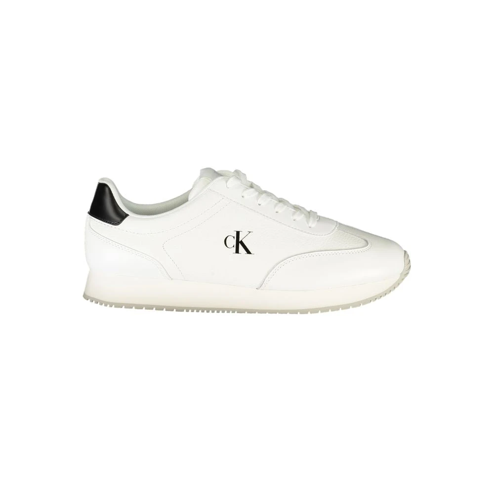 Calvin Klein Men's White Sneakers, 11 Uk, Leather Sneaker