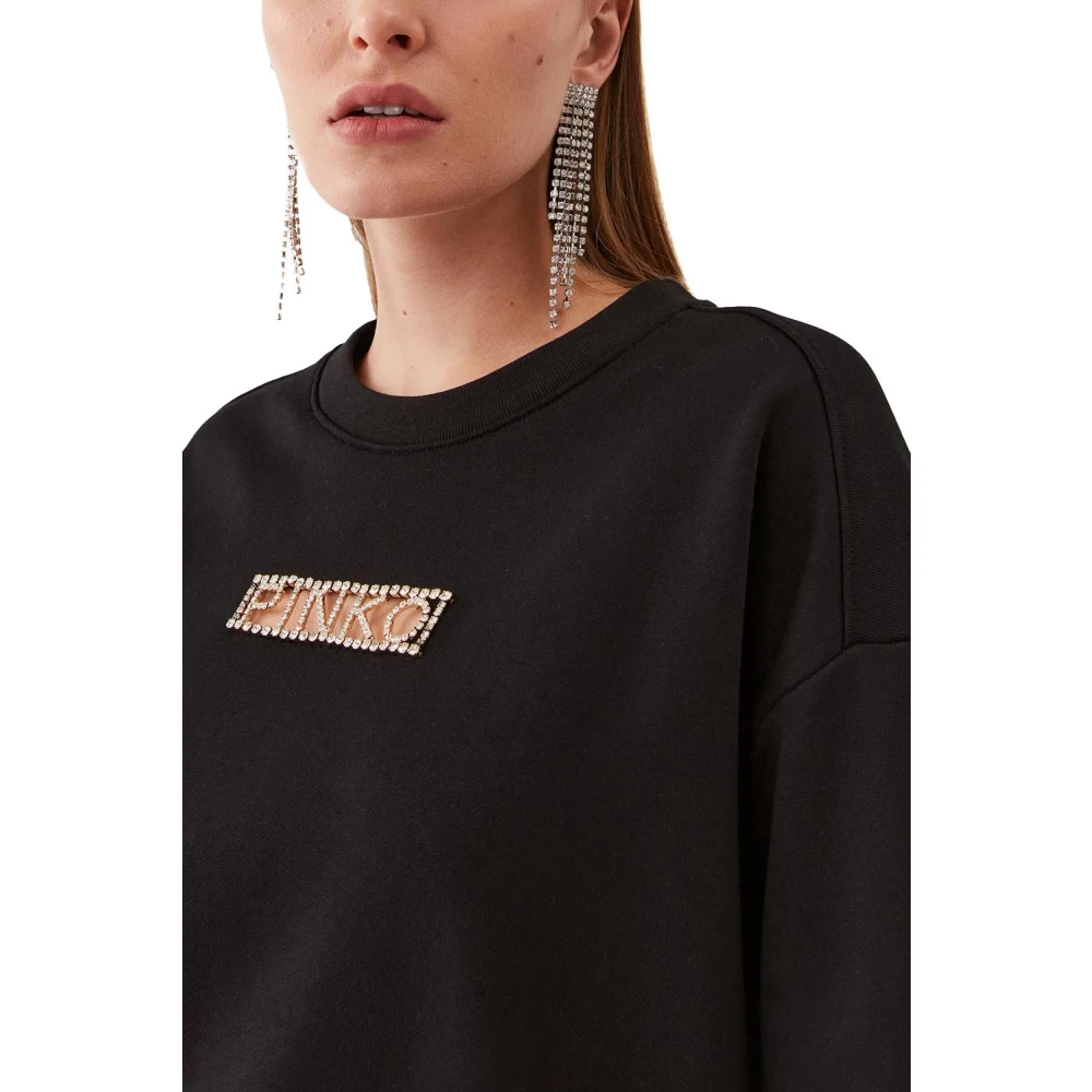 pinko Klassieke katoenen trui met uitgesneden logo Black Dames