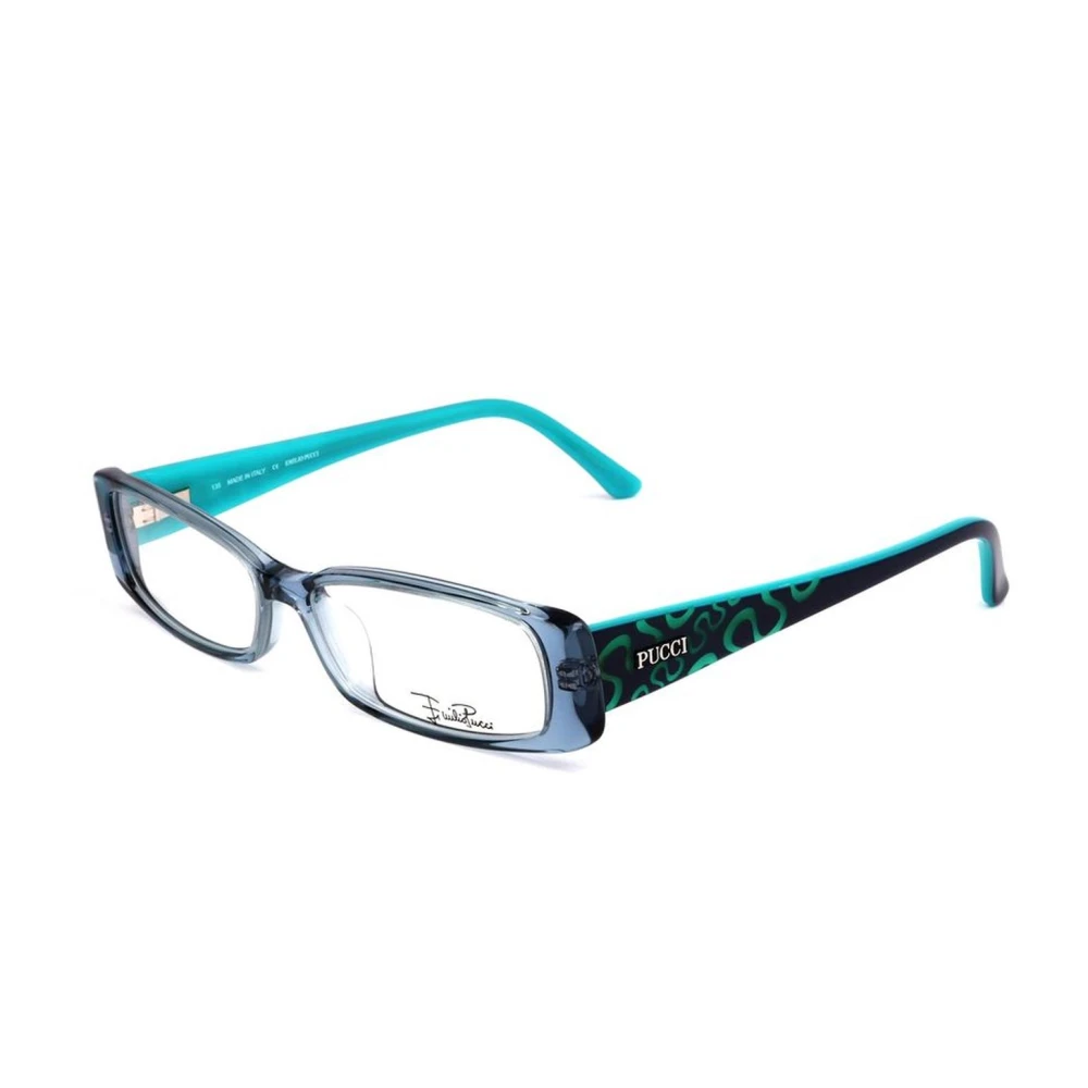 EMILIO PUCCI Blauwe Kunststof Frame Bril met Wijzerplaat Blue Dames