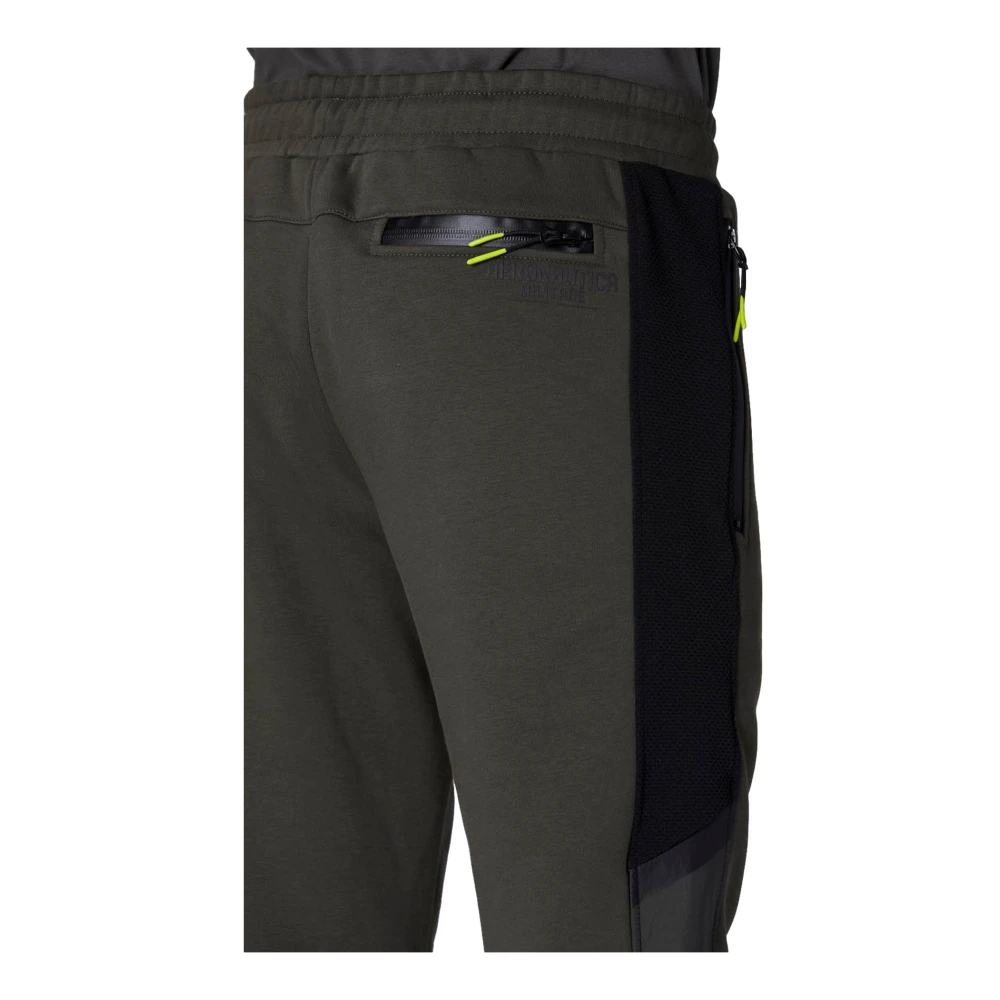 aeronautica militare Militaire Stijl Sweatpants Groen met Mesh en Ripstop Green Heren