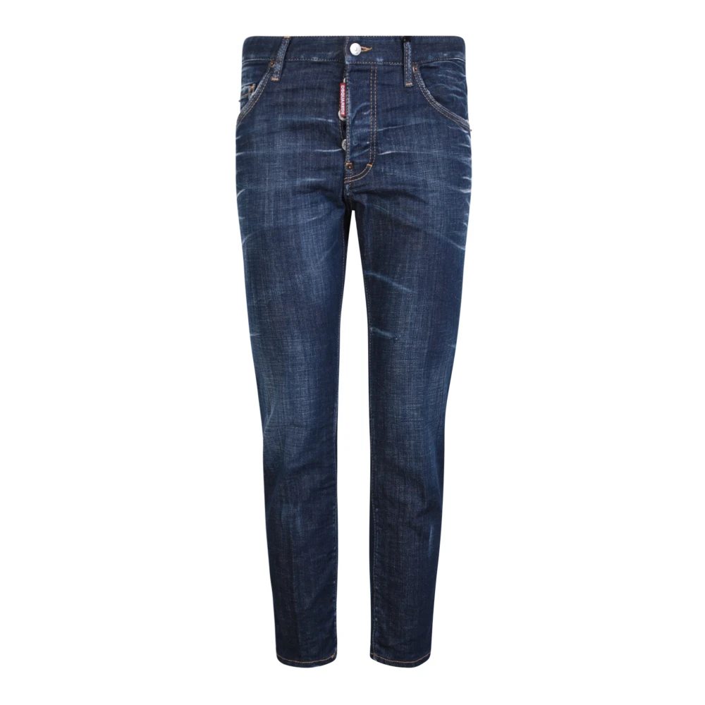 Dsquared2 , Slim Fit Jeans, Male, Blue, S, Blue Jeans Aw24 Bleached Effect