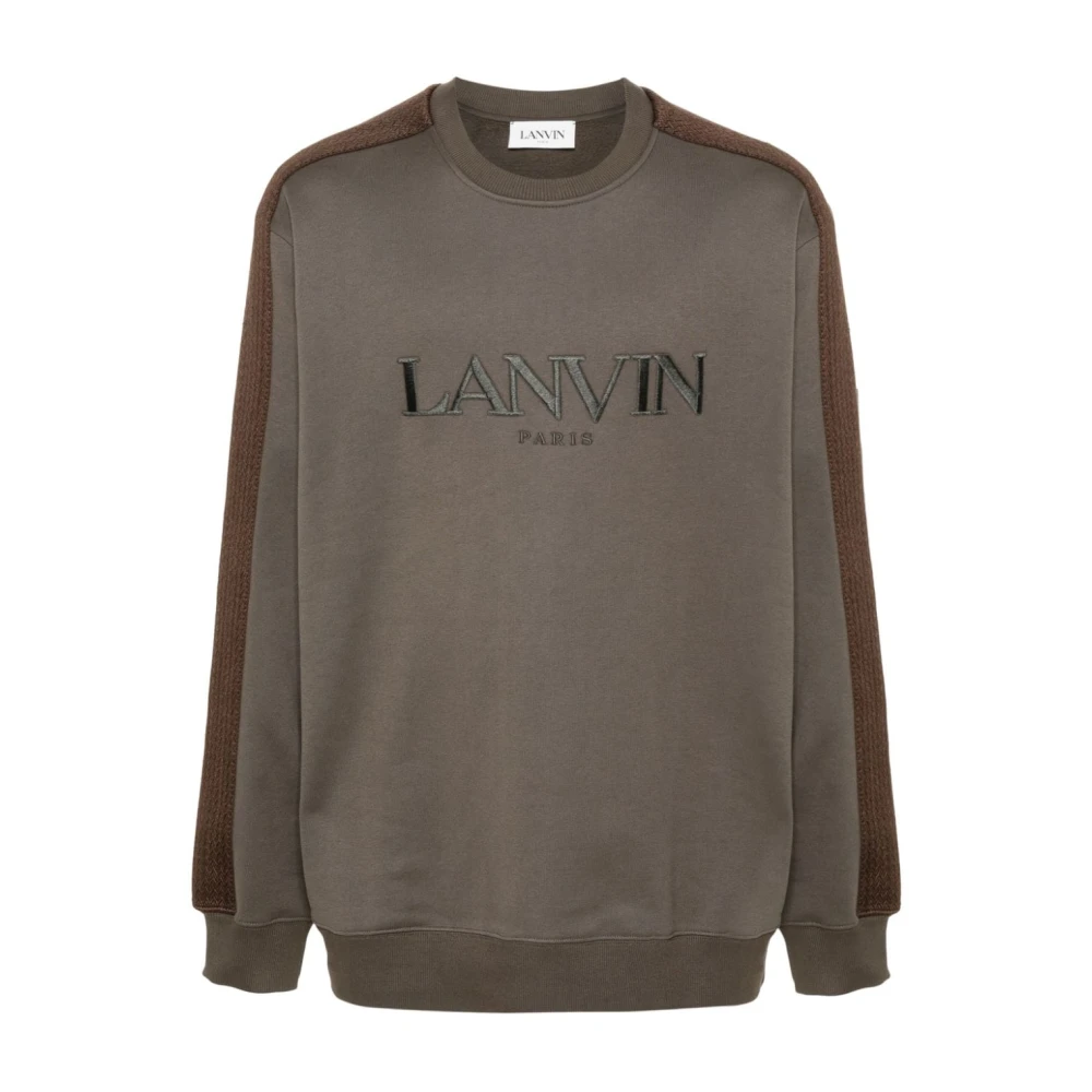 Lanvin Geborduurd Logo Crew Neck Sweater Brown Heren