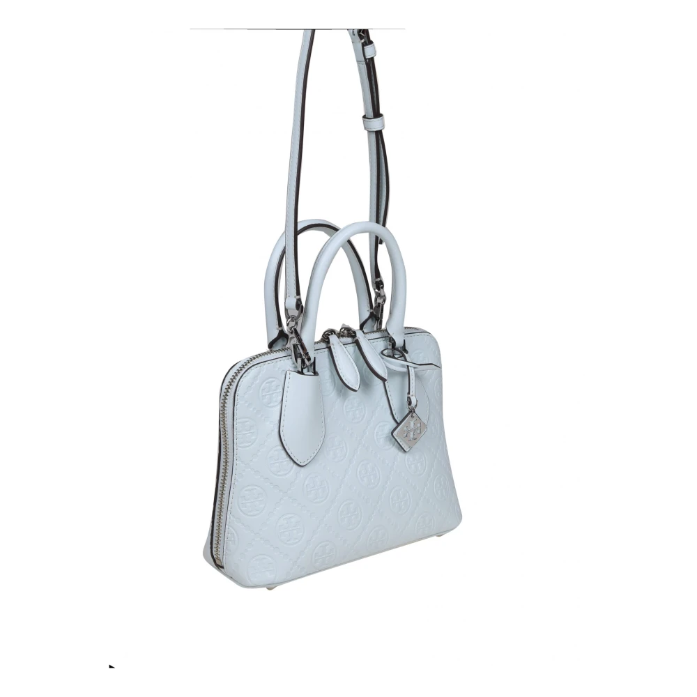 TORY BURCH Mini Leren Koffer Tas Lichtblauw Blue Dames