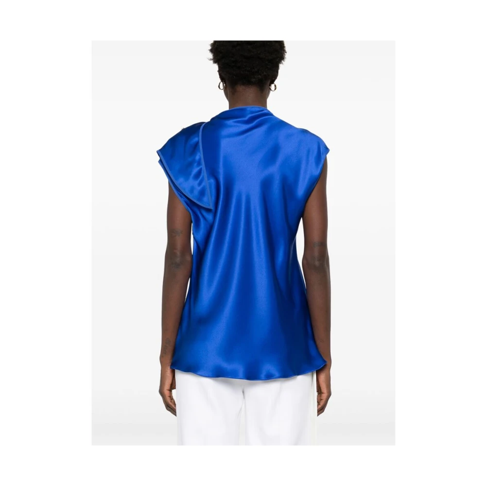 Giorgio Armani Blauwe Mouwloze Shirt met Drukknopen Blue Dames