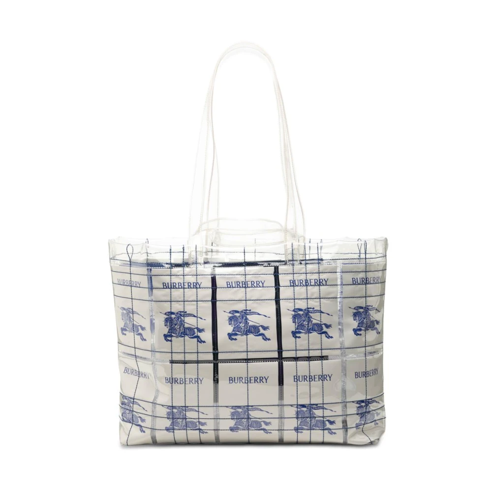 Burberry Vintage Women's White Pre-Owned Vintage Check Transparent Tote Bag
