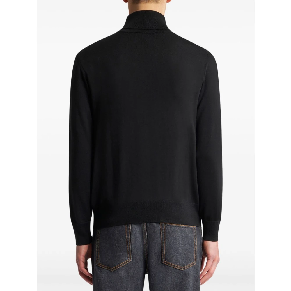 ETRO Zwarte Pegaso Motief Wollen Trui Black Heren