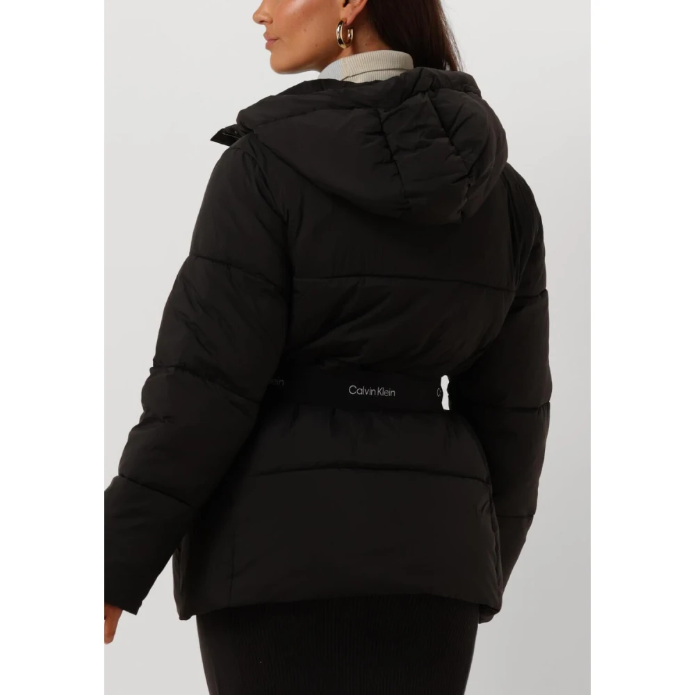 Calvin Klein Logo Riem Korte Puffer Jas Black Dames
