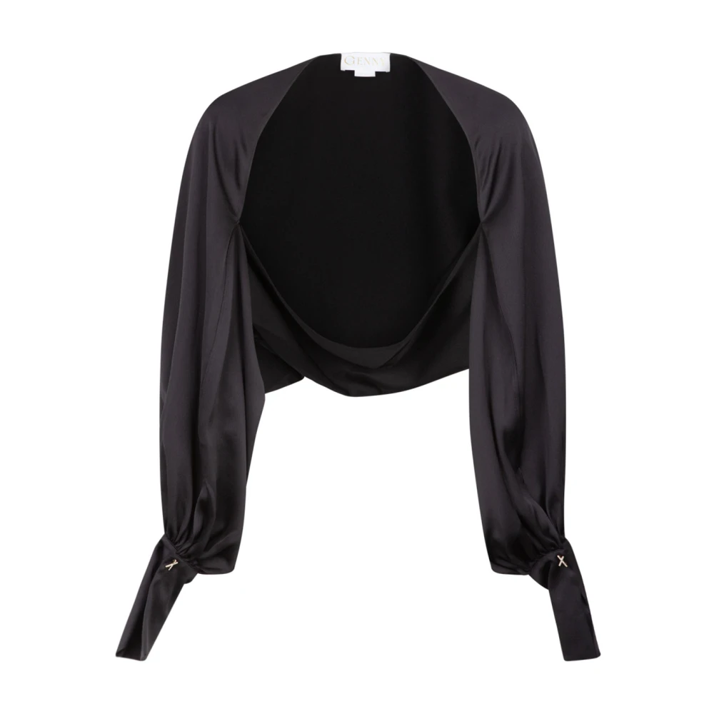 Genny Zwarte Glanzende Bolero Jas Black Dames