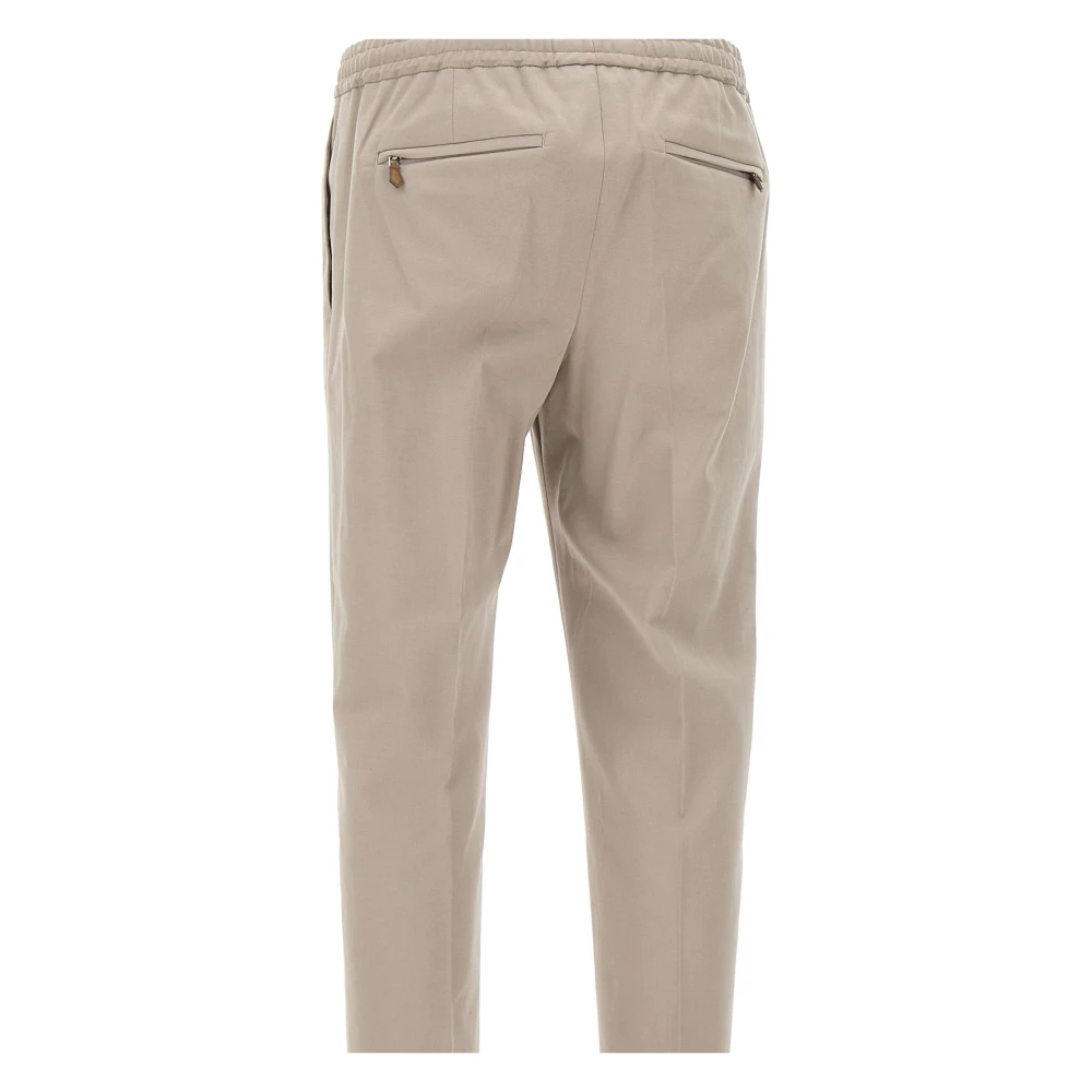 PT Torino Beige Katoen Kasjmier Broek Elastische Taille Beige Heren