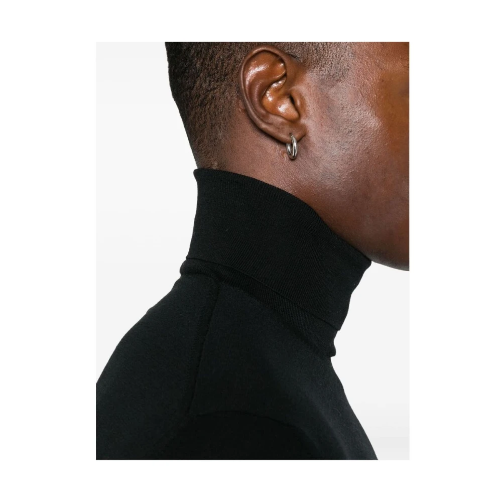 Goes Botanical Zwarte Merinowol Coltrui Sweater Black Heren