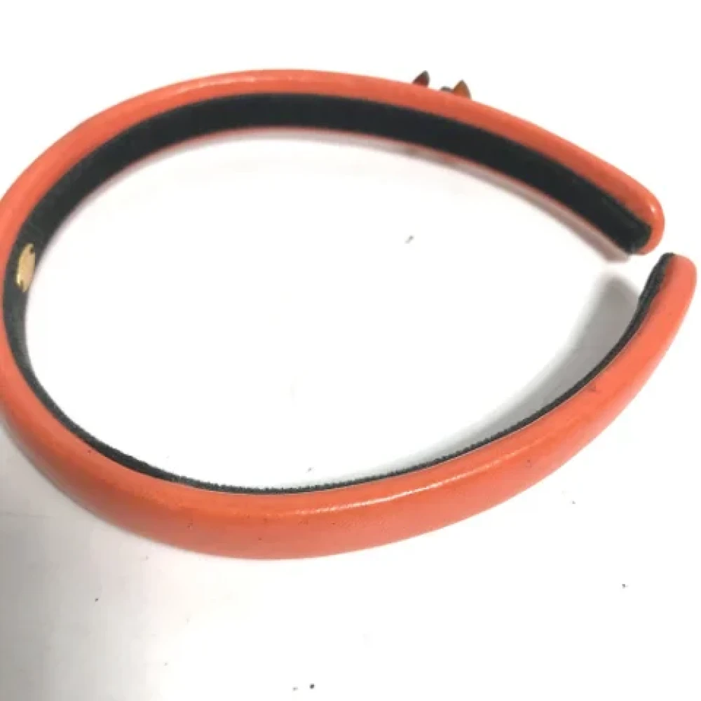 Chanel Vintage Pre-owned Leather hair-accessories Orange Dames