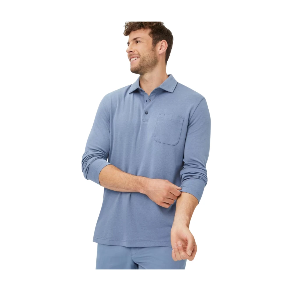 BRAX Lichtblauw poloshirt lange mouw Blue Heren