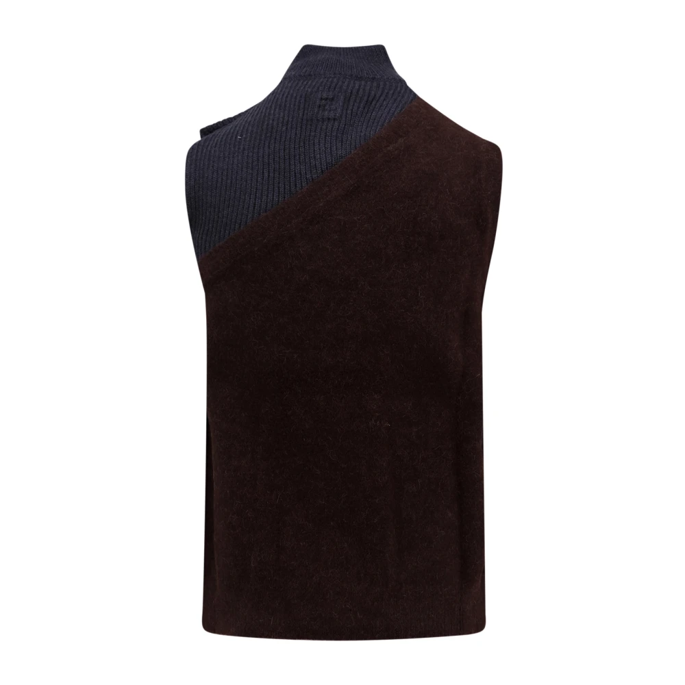 Fendi Multicolor Alpaca Wol Vest Brown Heren