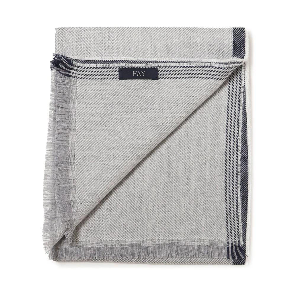Fay Grijze Wol Fringed Sjaal Gemaakt in Italië Gray Heren