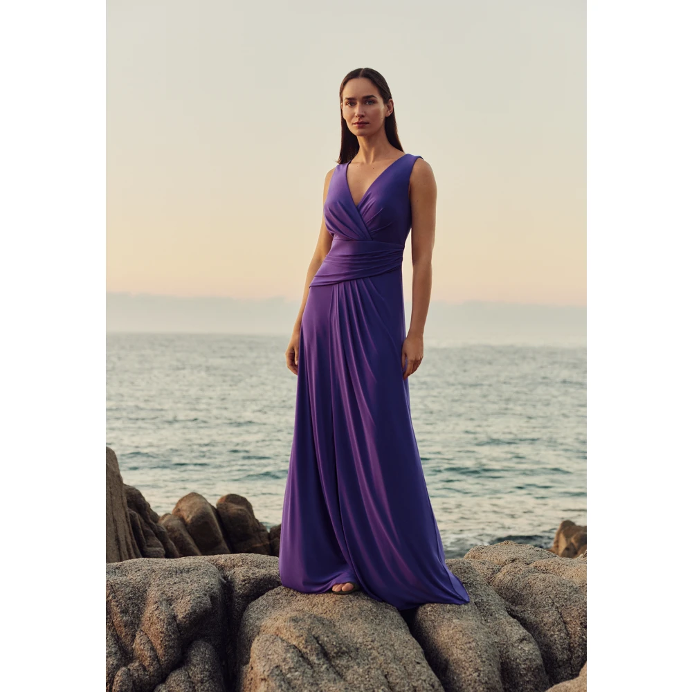 Vera Mont Elegant V-Neck Evening Dress Purple Dames