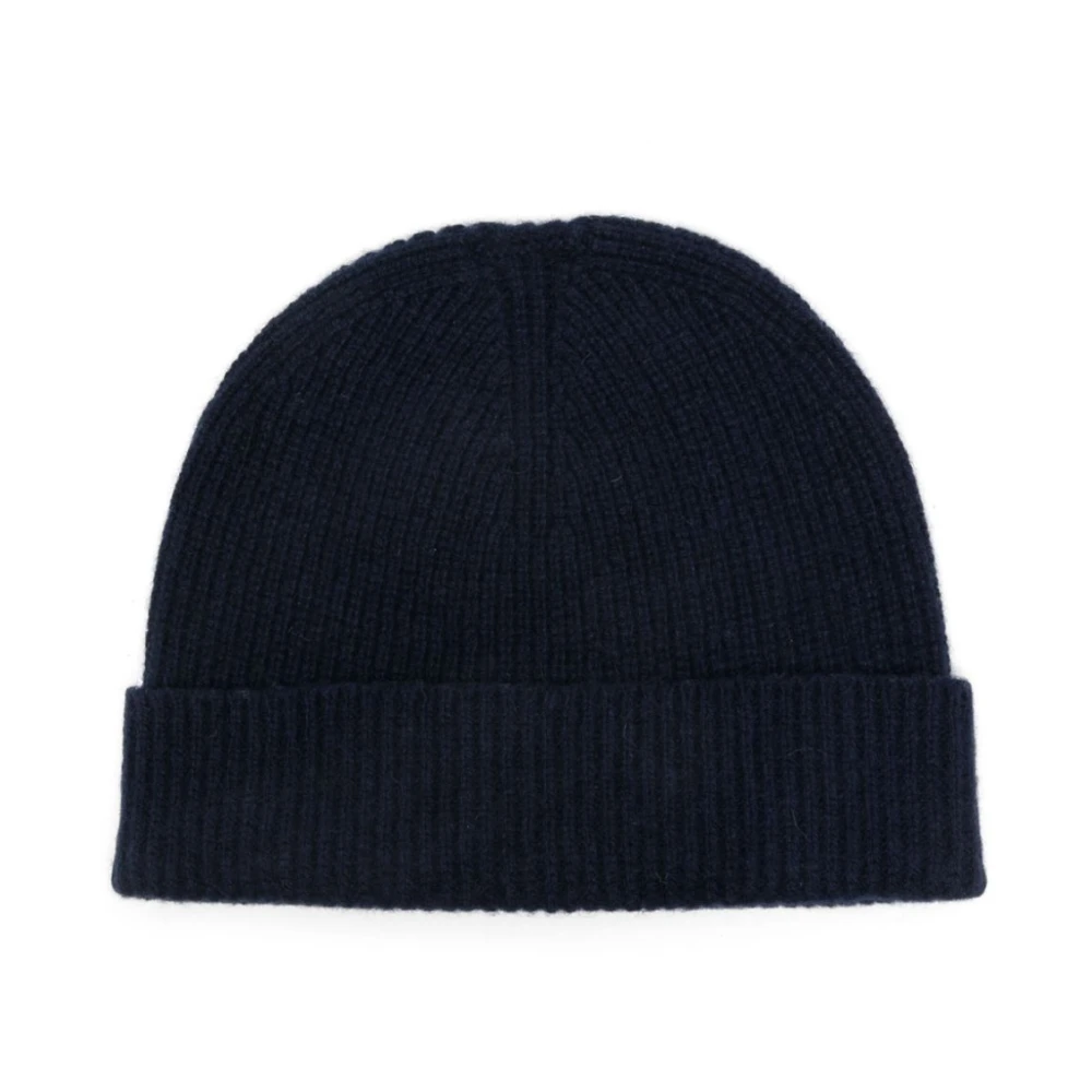 Sunspel Navy Cashmere Hoed Blue Heren