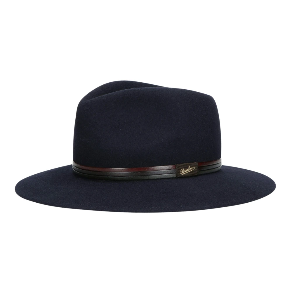 Borsalino Zacht Leren Hoofdband Blue Heren