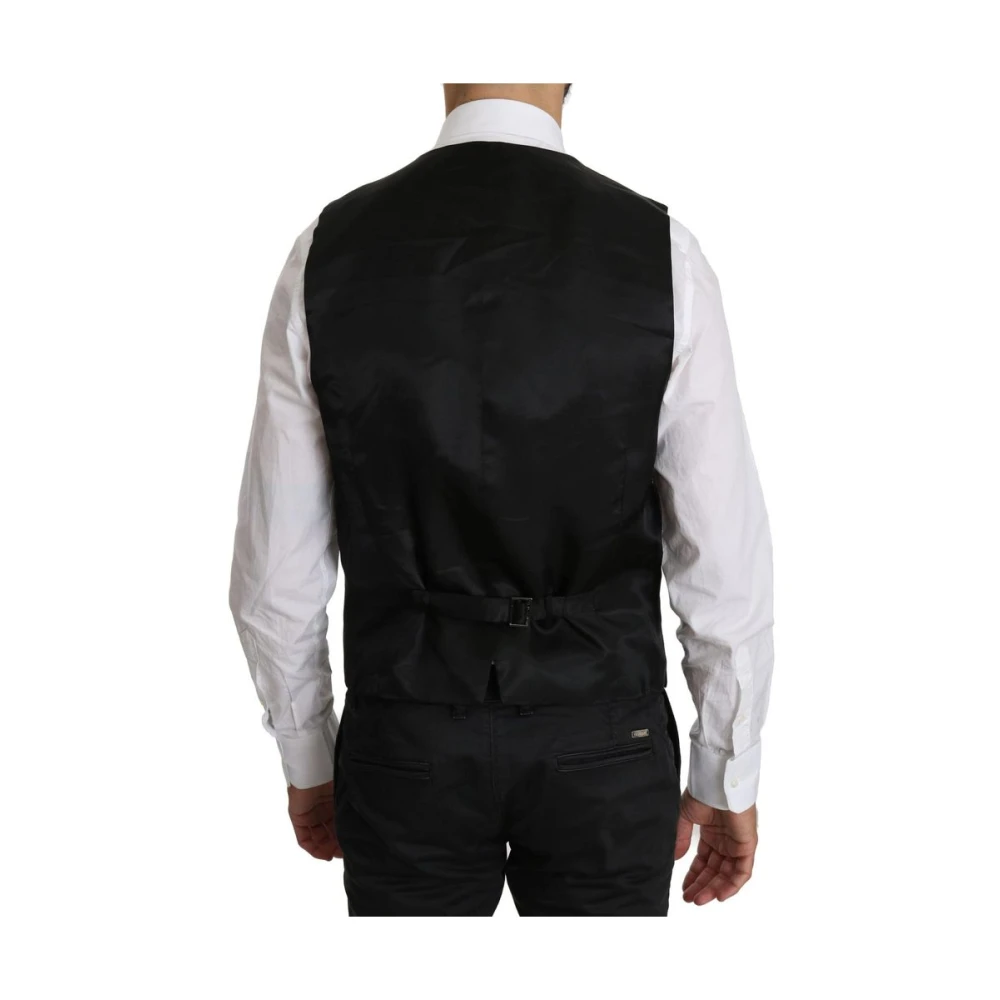 Dolce & Gabbana Zwarte Formele Jurk Pak Vest Black Heren
