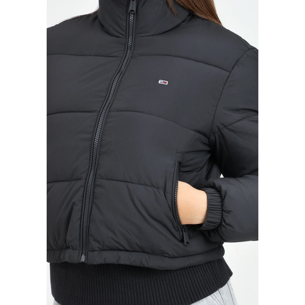 Tommy Jeans Zwarte Pufferjas Urban Stijl Black Dames