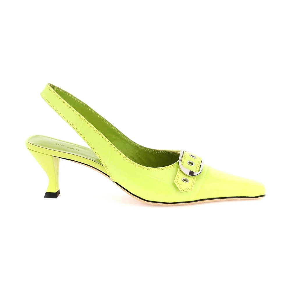By FAR Croco-Embossed Slingback Pumps Green Dames