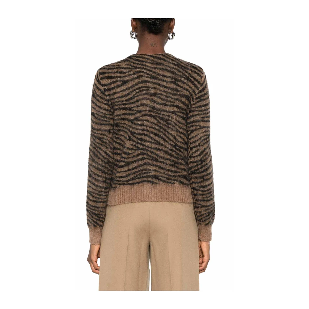 Max Mara Zebra Print Gebreide Trui Set Brown Dames