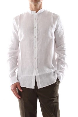 Camicia in lino con collo coreano