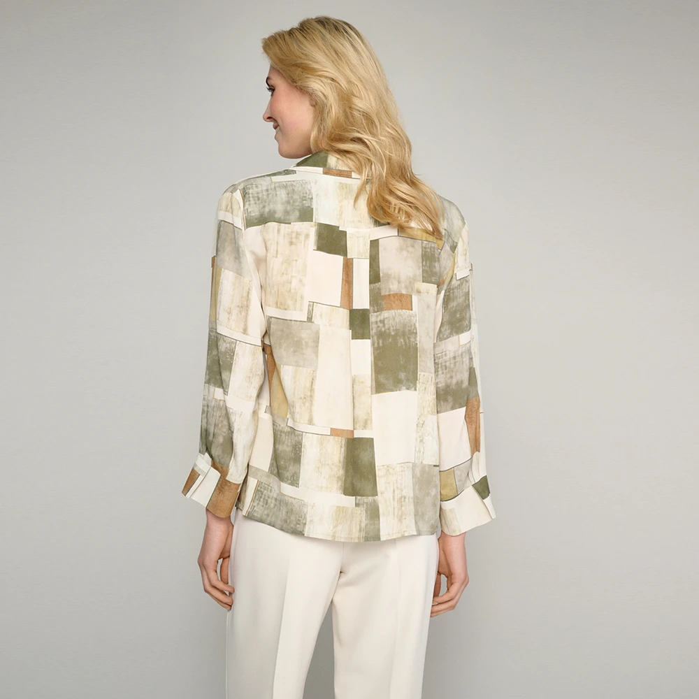 Marie Méro Abstract Print V-Hals Blouse Beige Dames
