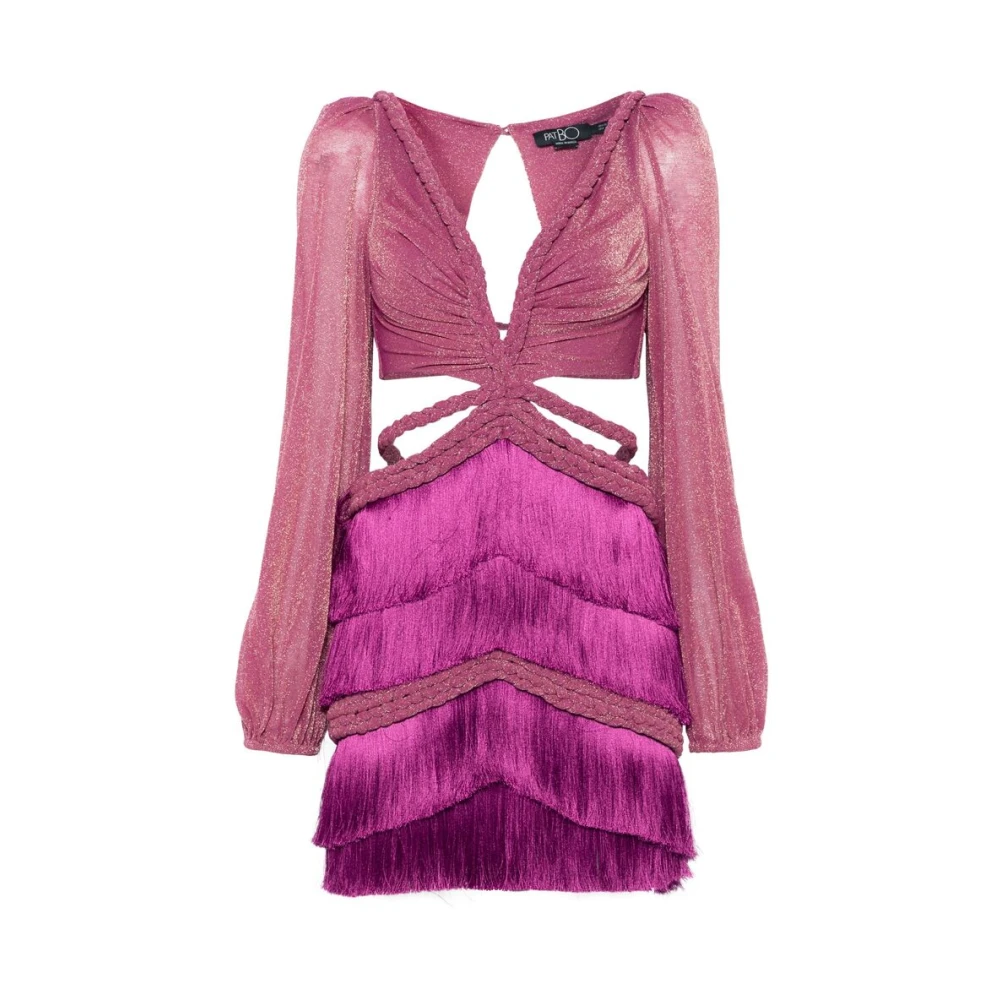 Patbo Diepe V-Hals Paarse Jurk met Vlechtdetails Purple Dames