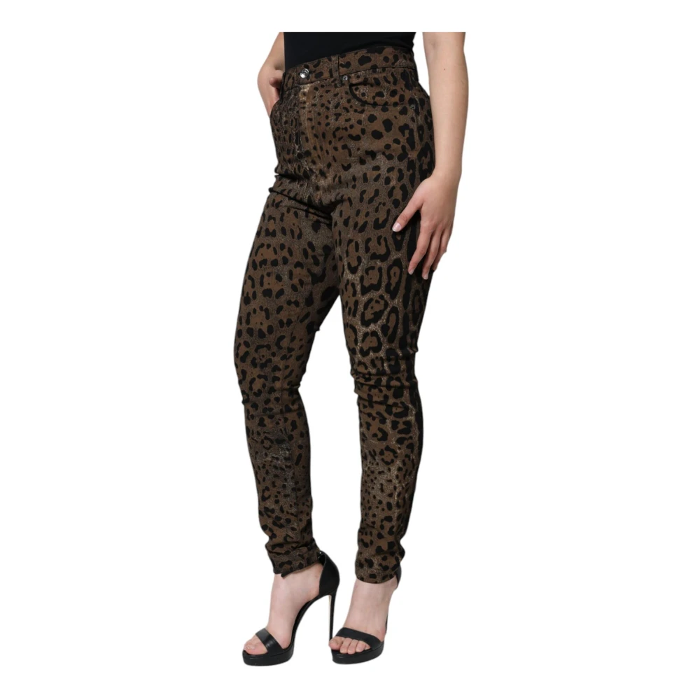 Dolce & Gabbana Leopard Print Skinny Denim Jeans Multicolor Dames