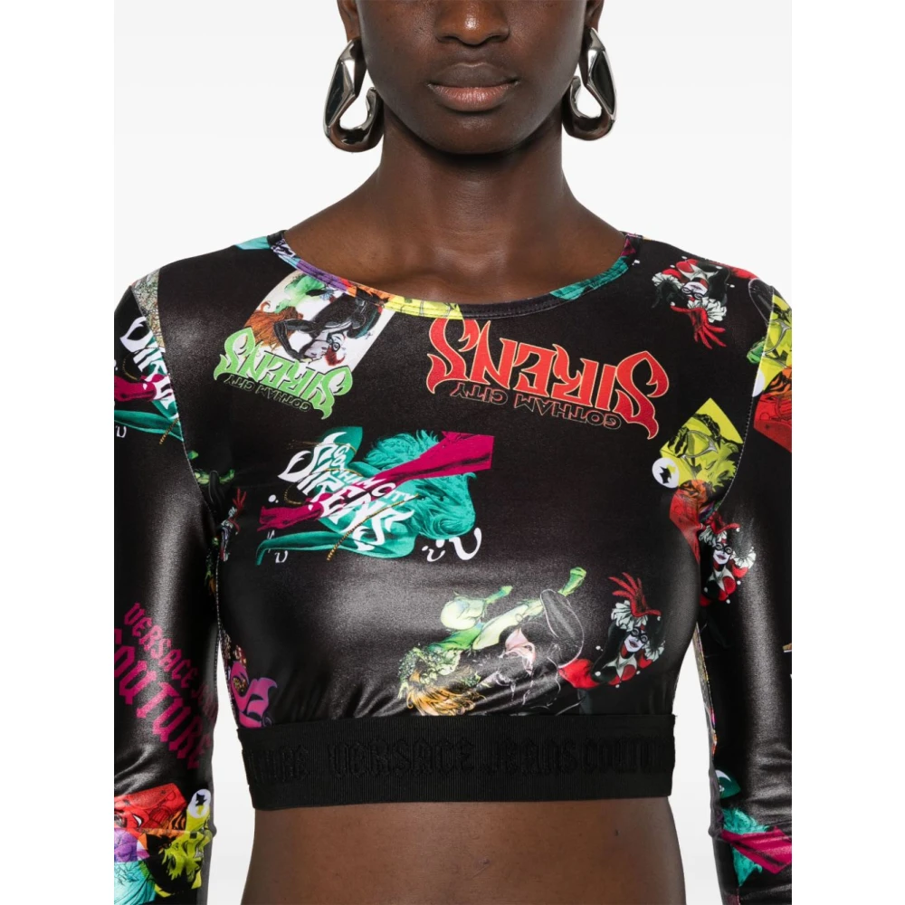 Versace Jeans Couture Zwarte T-shirts & Polos voor vrouwen Multicolor Dames