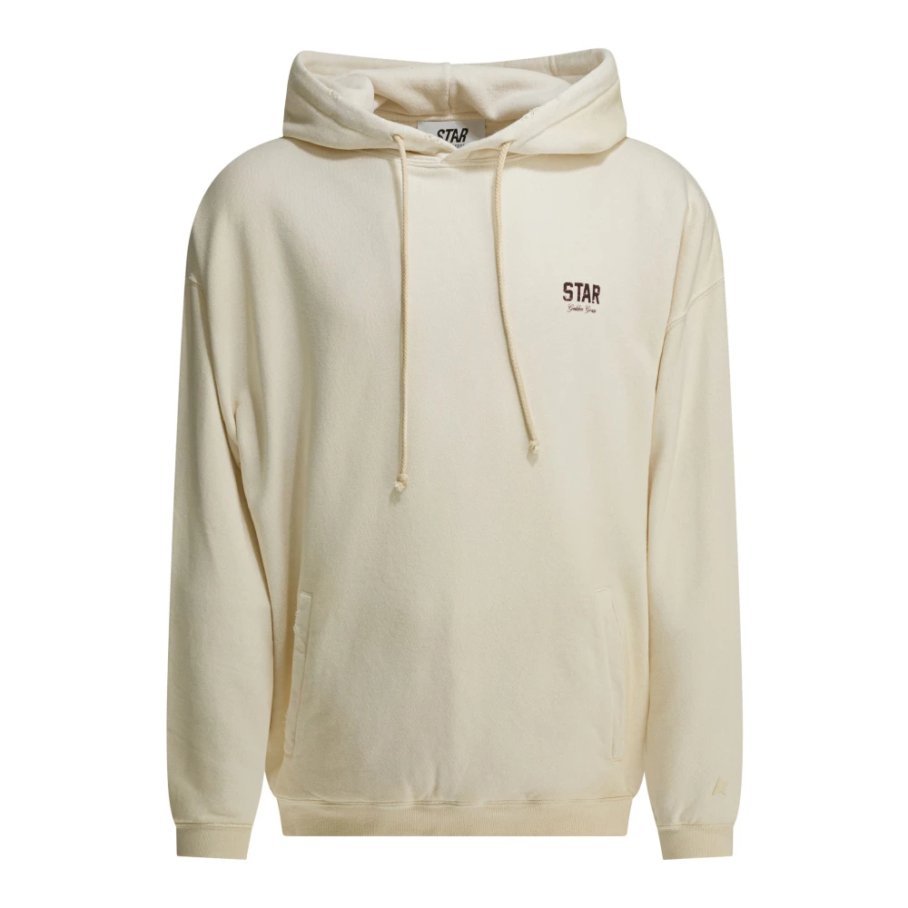 Golden Goose Men's White Hoodies, L, Star Hooded Sweatshirt