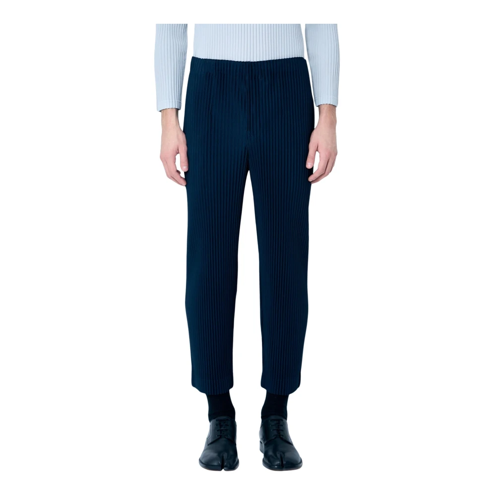 Issey Miyake Geplooide Straight-Leg Broek Blue Heren