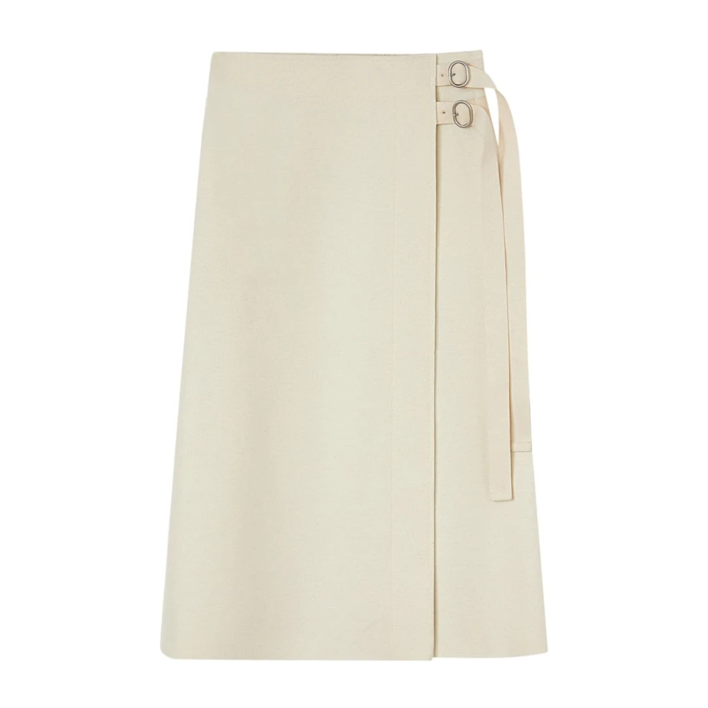 Jil Sander Beige Wollen Blend Wikkelrok Beige Dames