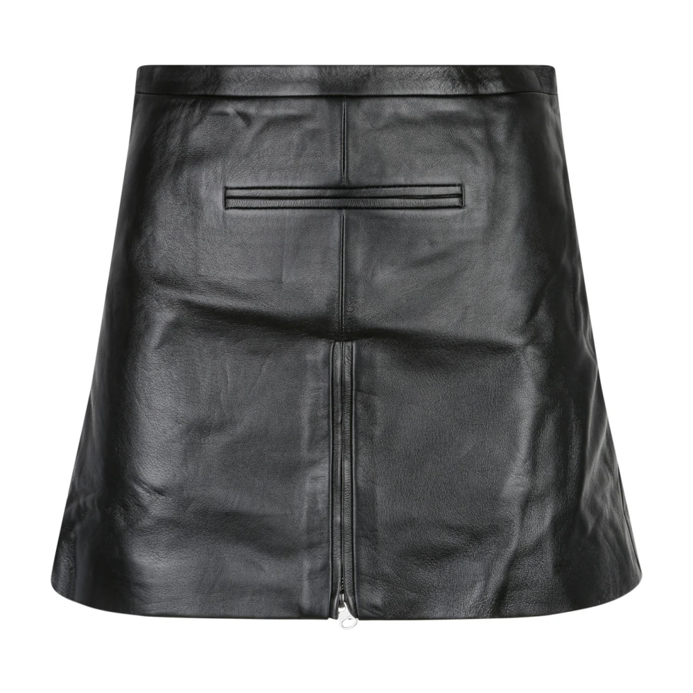 Courrèges Zwart Mini Leren Rok Black Dames