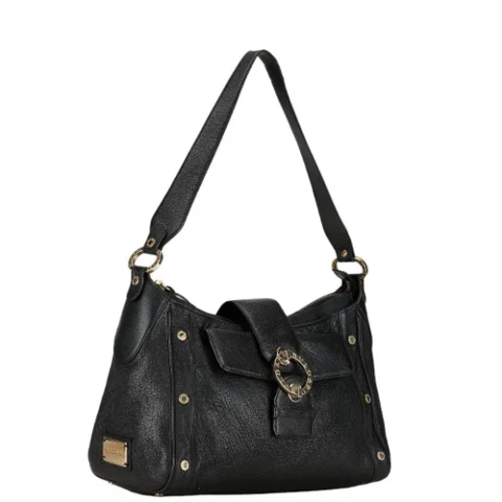 Bvlgari Vintage Pre-owned Leather shoulder-bags Black Dames