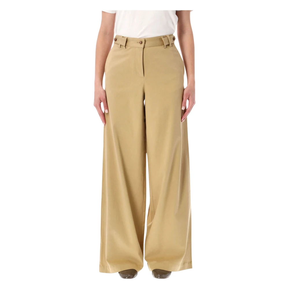 Sessun Women's Beige Wesley Pant - Wide Trousers - S - Trousers