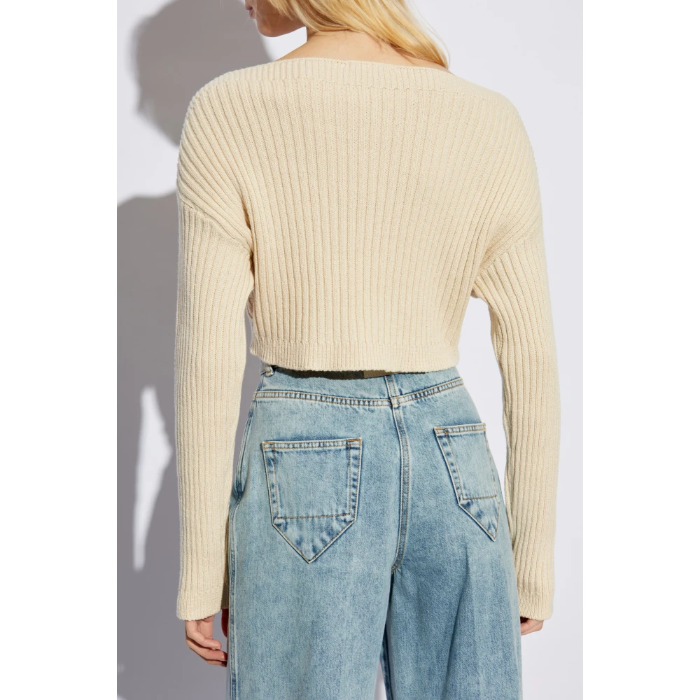Balmain Korte Trui met Patch Beige Dames