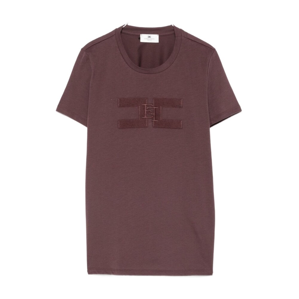 Tシャツ・カットソー ELISABETTA FRANCHI T-SHIRT IN COTTON JERSEY WITH JEWEL LOGO Elisabetta Franchi Cotton Jersey T-Shirt With Jewel Logo