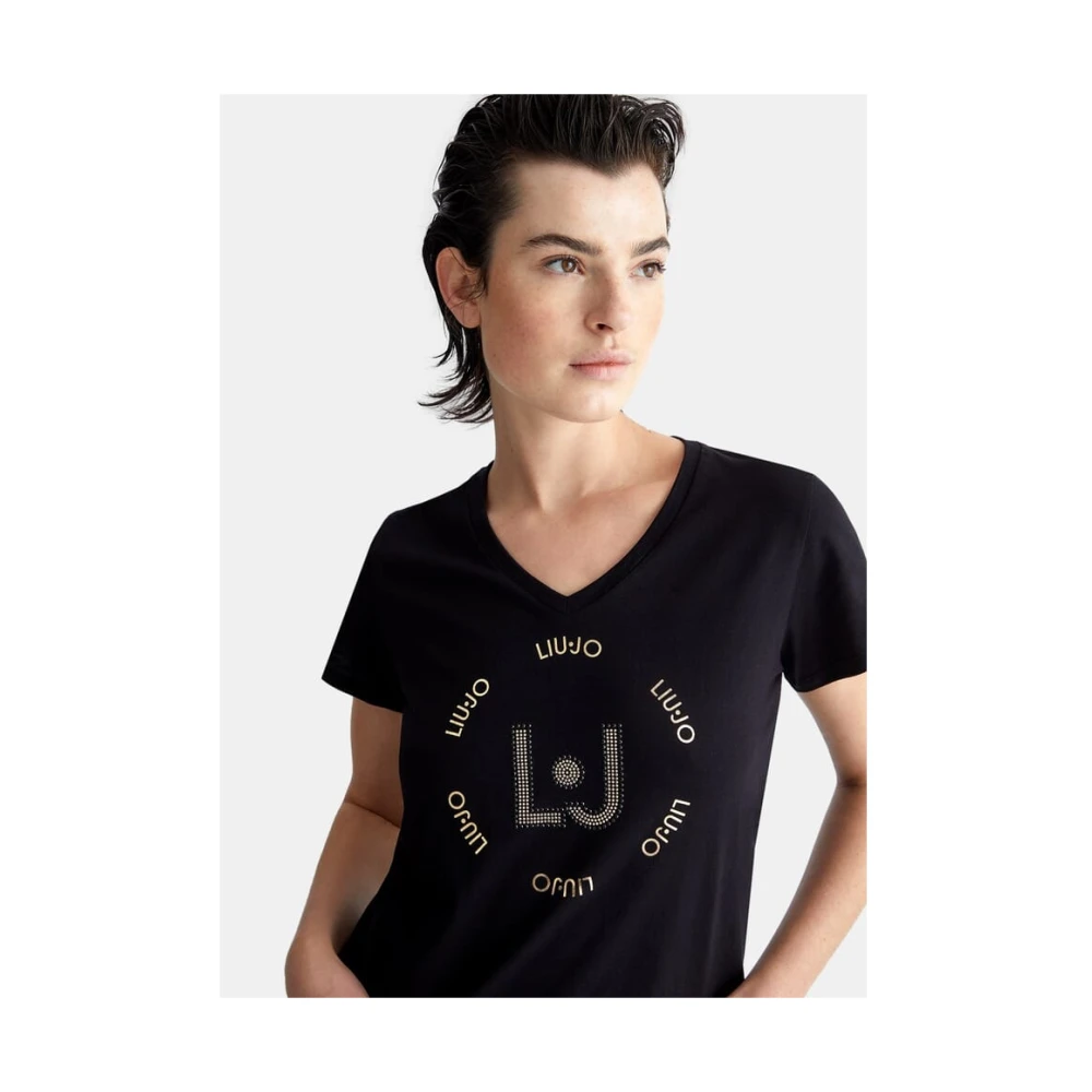 Liu Jo T-Shirt Met Print En Bergkristal Ta4137-J6040 Blue Dames