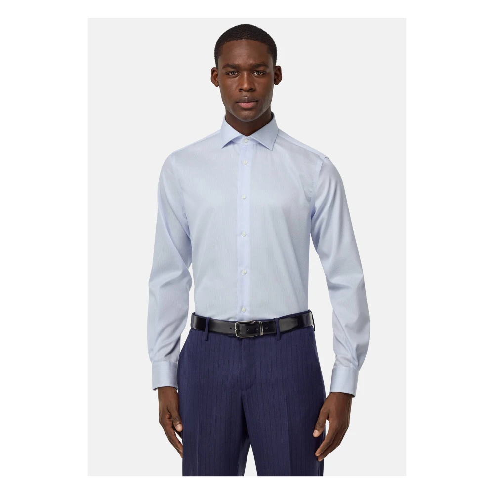 Boggi Milano Ultimate Non-Iron Gestreept Overhemd van Katoen Blue Heren